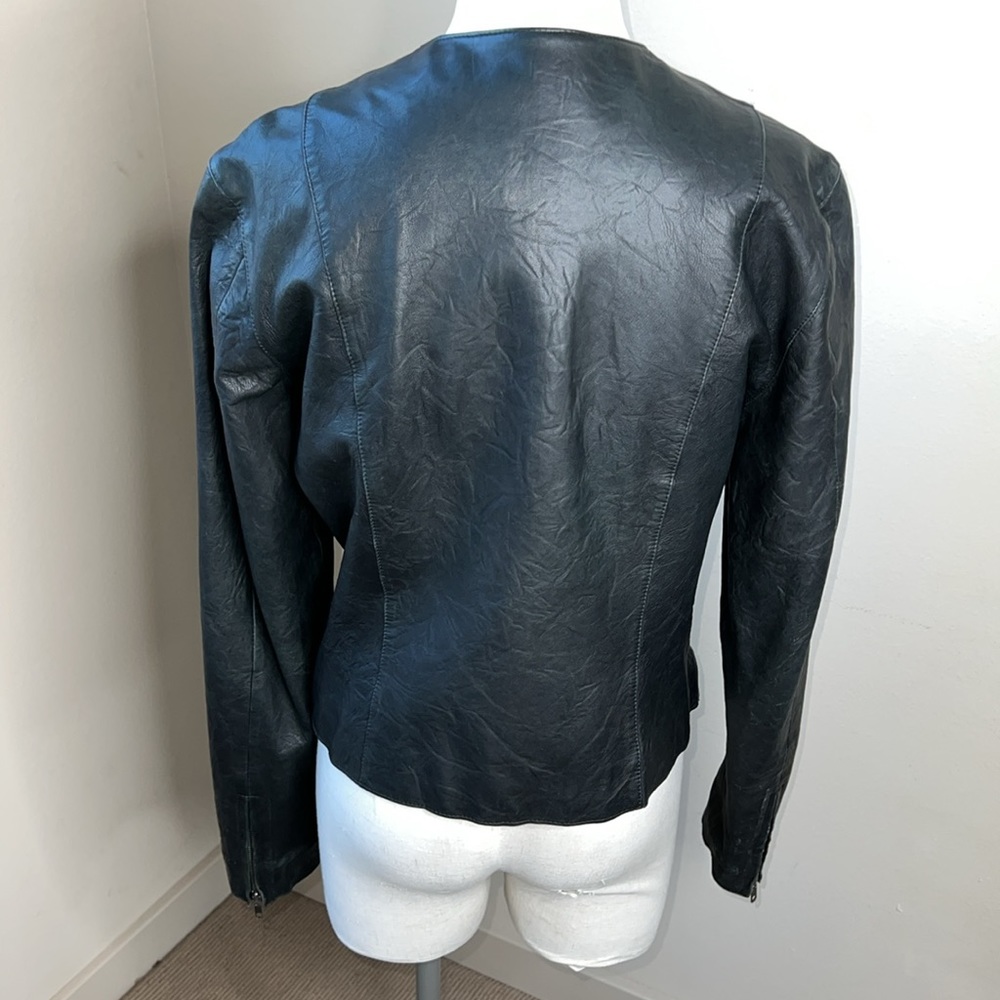 Euc Gap Black Leather Jacket Medium - image 2